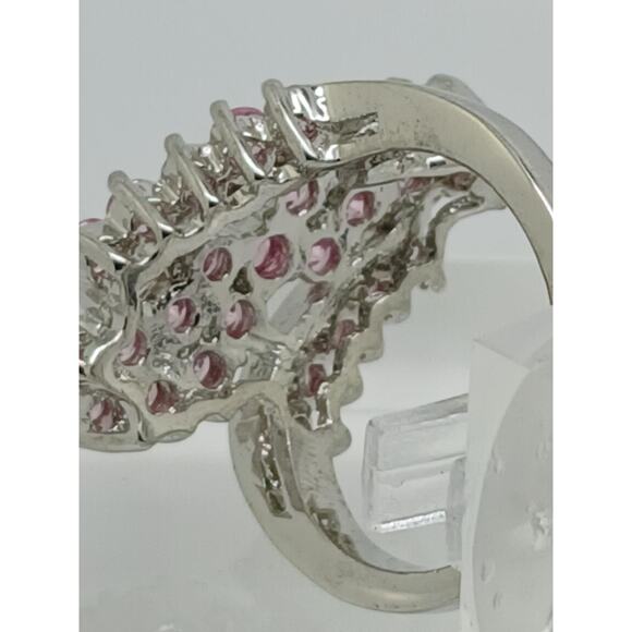 3.80CT Vintage Gold Plated Pink Sim Diamond CZ Cocktail Statement Ring Size 7.5 - Picture 7 of 10